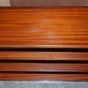 Pair of open dwarf bookshelves in mahogany by Shaws of London.