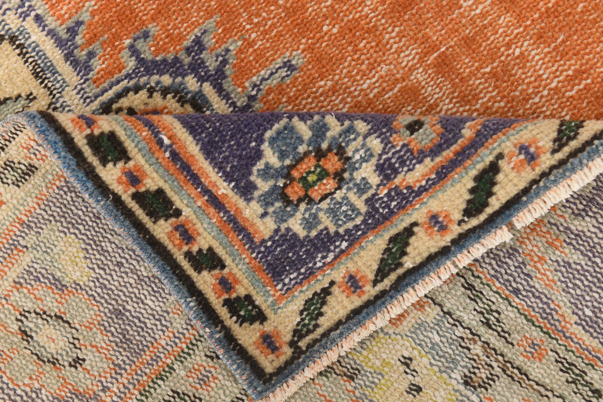 6x9 Orange & Blue Turkish Vintage Rug, 174x279Cm
