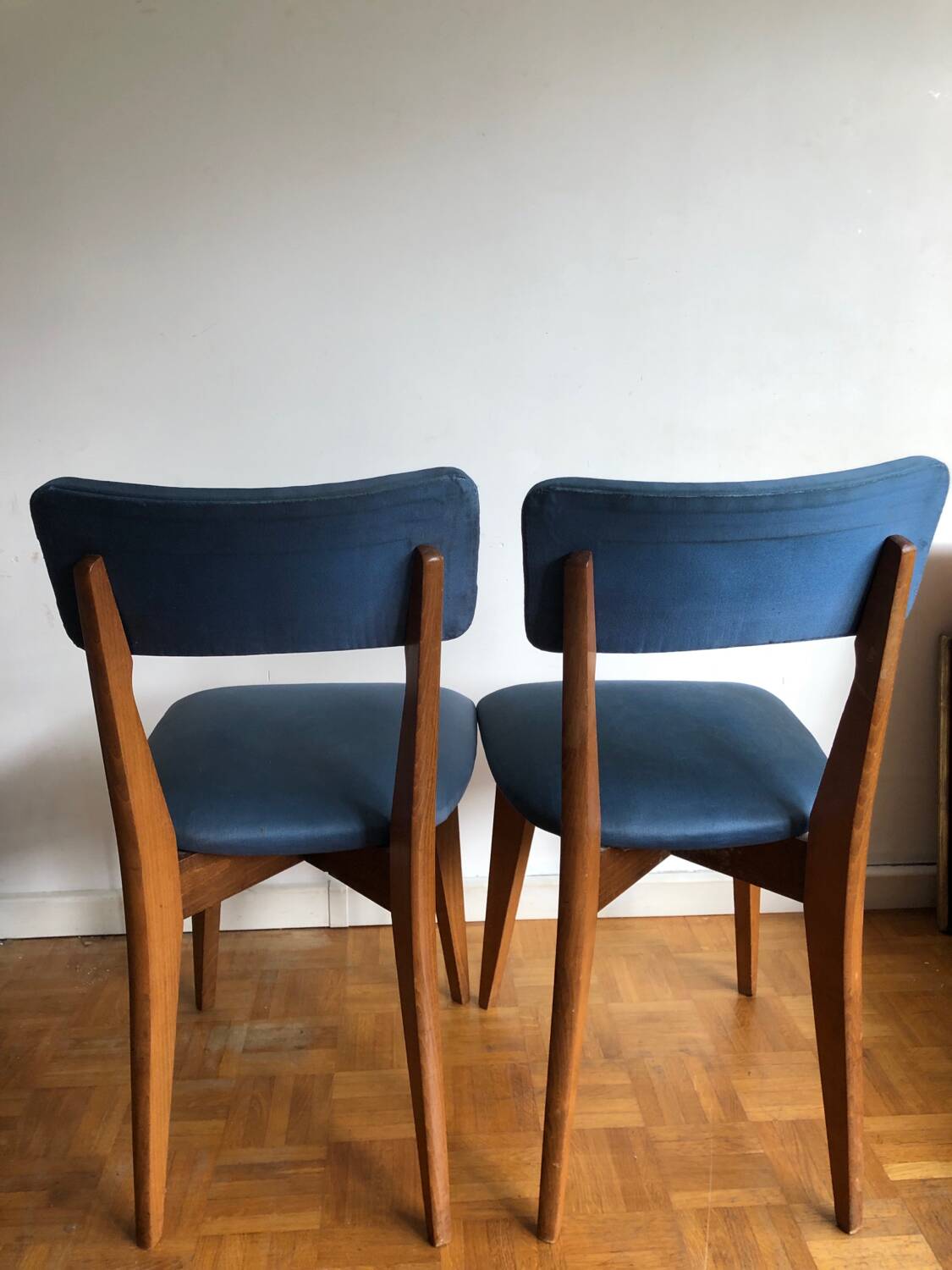 Pair of vintage blue chairs 1950