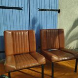 Pair of lounge armchairs, 70s leather