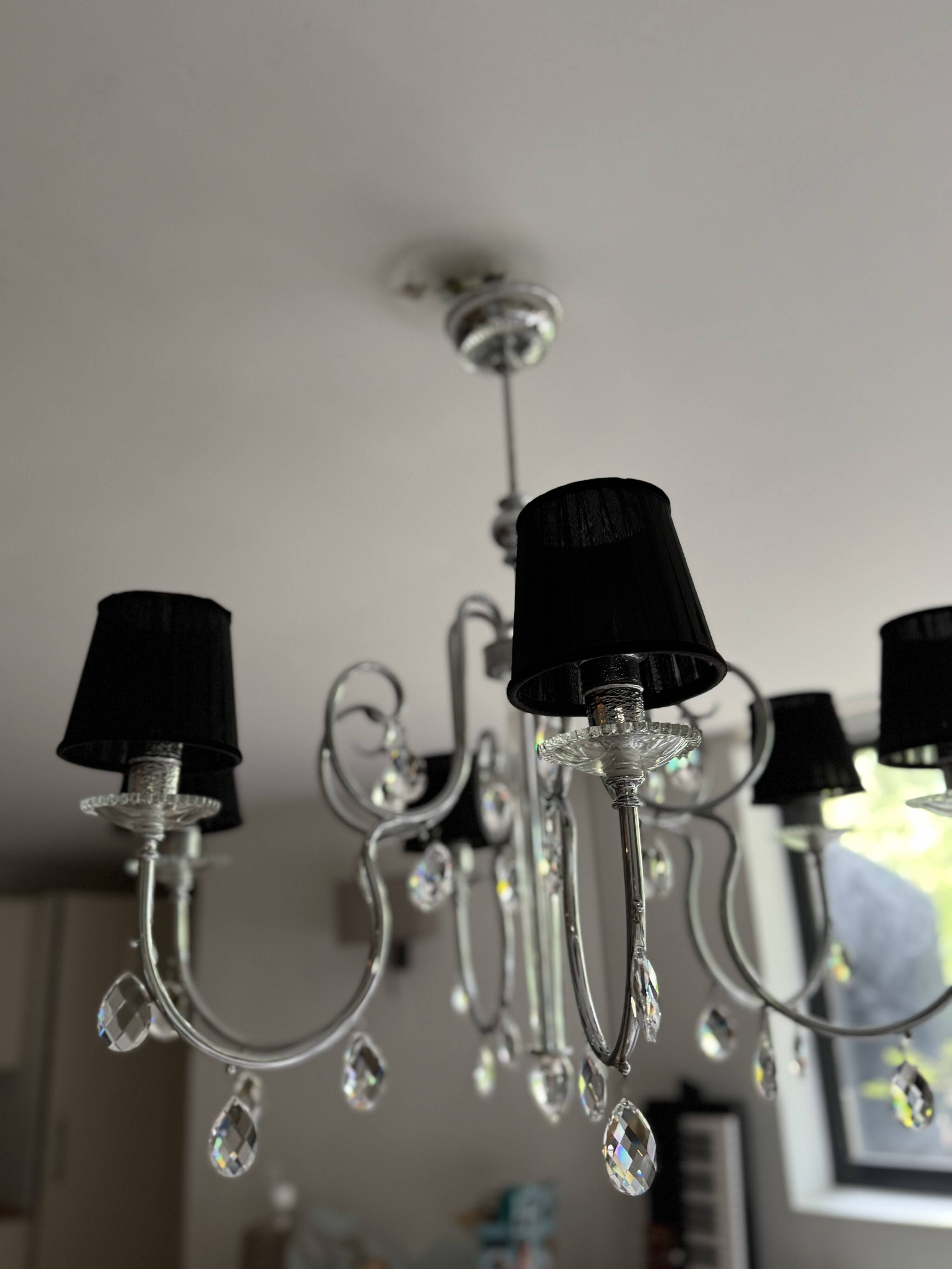 Murano crystal chandelier black lampshade
