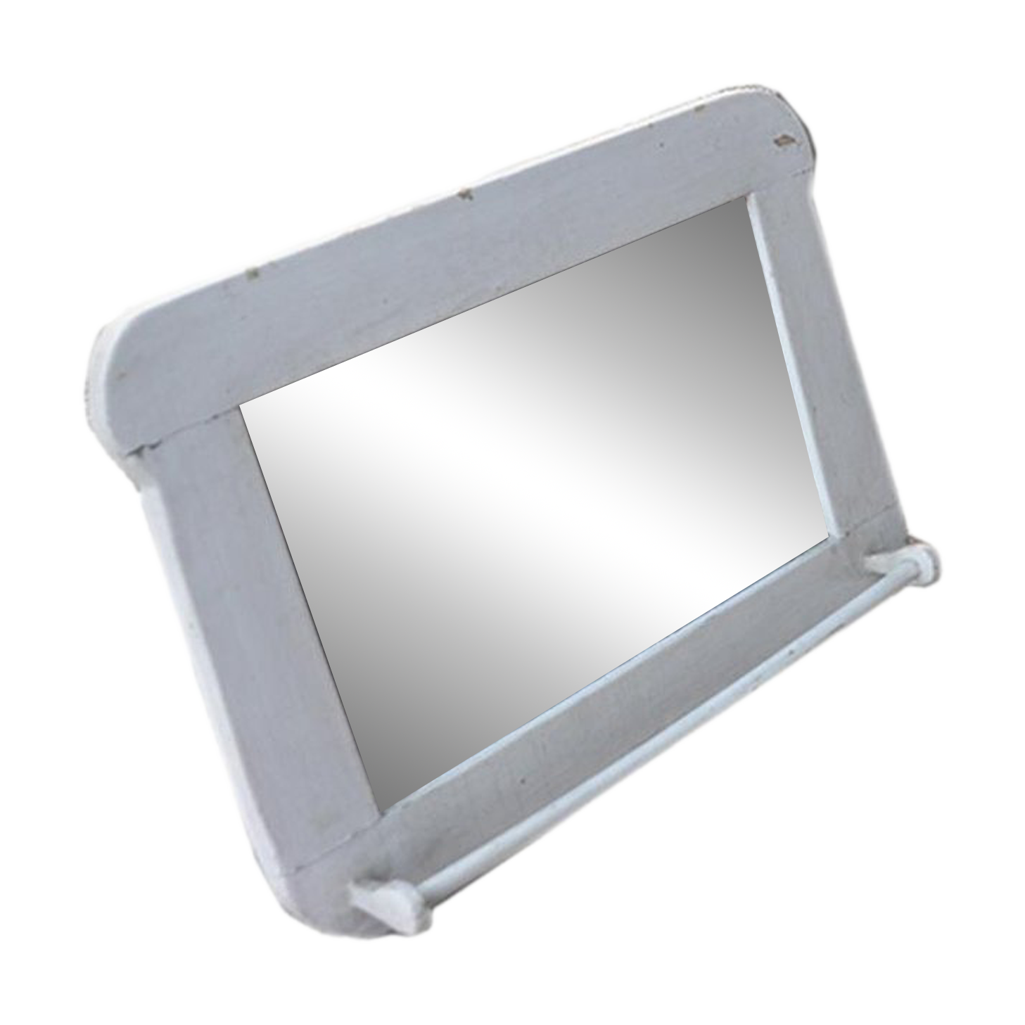 Vintage wall mirror in painted white wood, 1950s, 50.8 x 35.6 cm