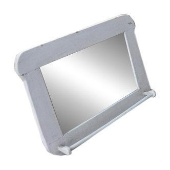 Vintage wall mirror in painted white wood, 1950s, 50.8 x 35.6 cm