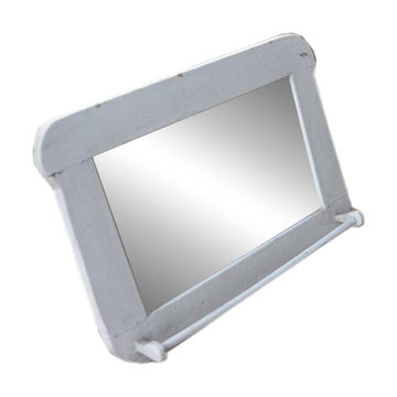 Miroir mural vintage en bois peint blanc, années 1950, 50,8 x 35,6 cm