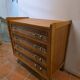 Vintage rattan and oak chest of drawers from the 60s