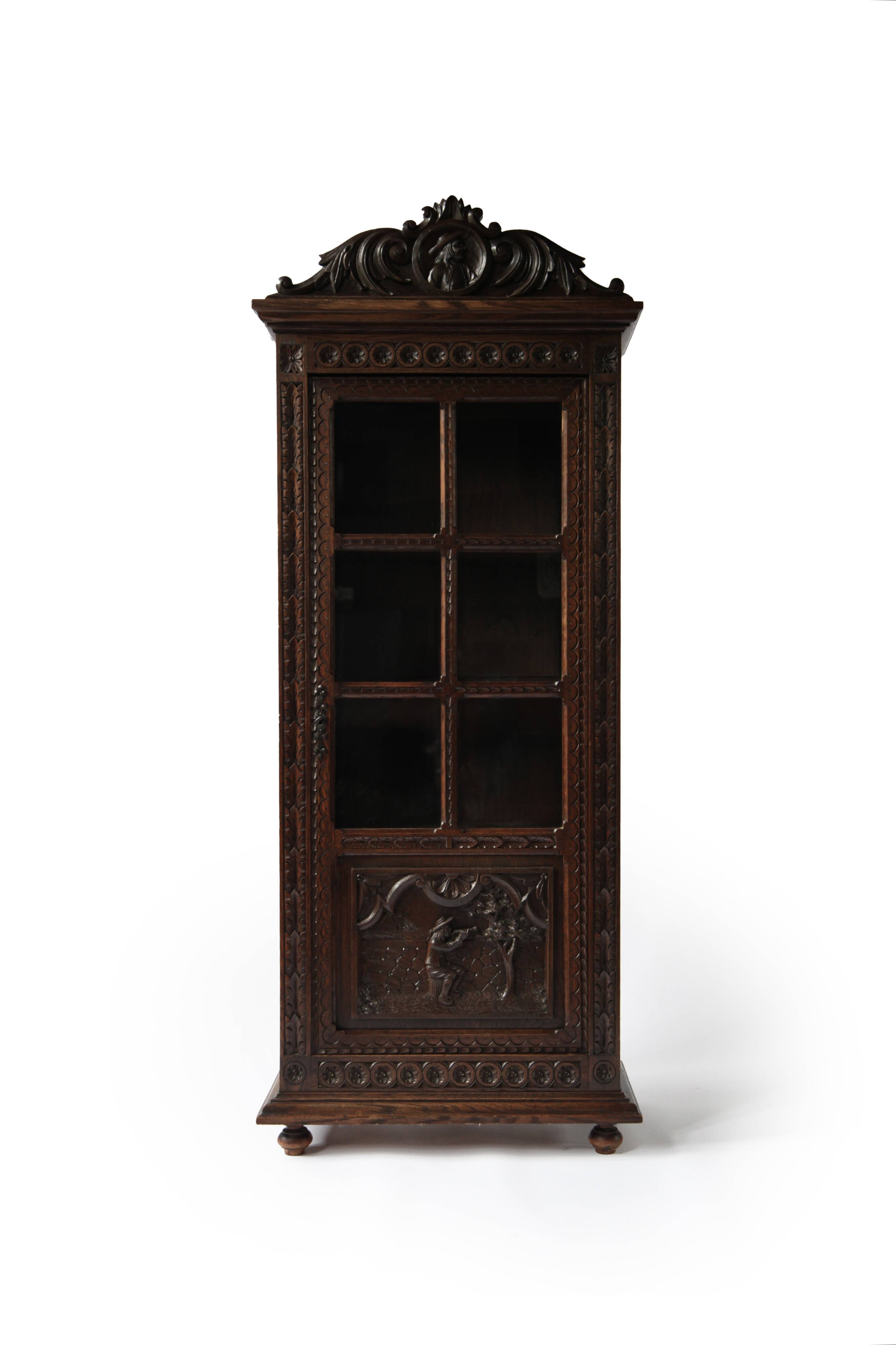 Antique Breton display cabinet in chestnut, France, circa 1880–1890