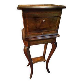 Walnut jewelry cabinet with marquetry decoration, early 19th century, Restoration