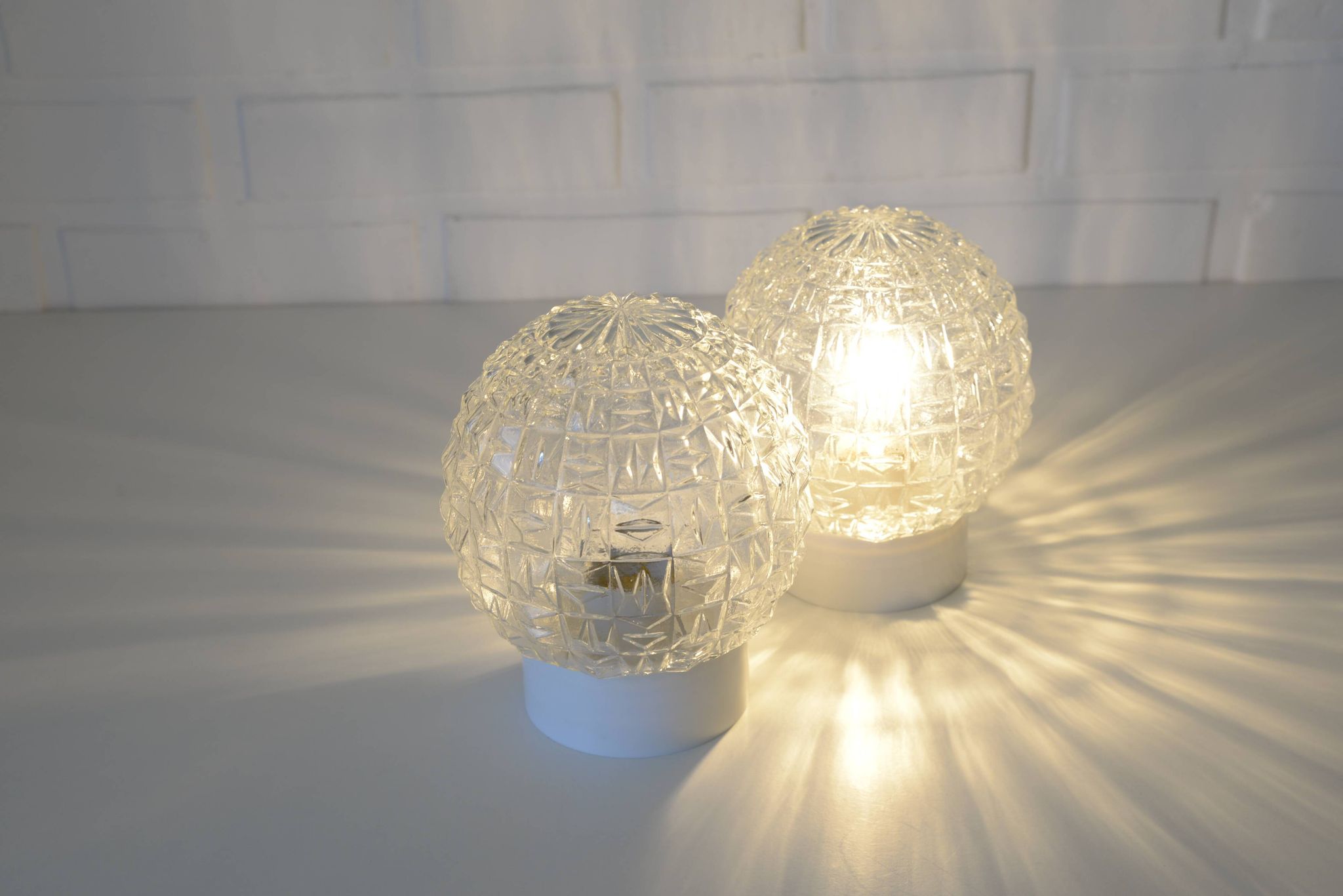 Pair of wall lamps / set of ceiling lights / mid-century flush mount lighting / vintage sconce lamps