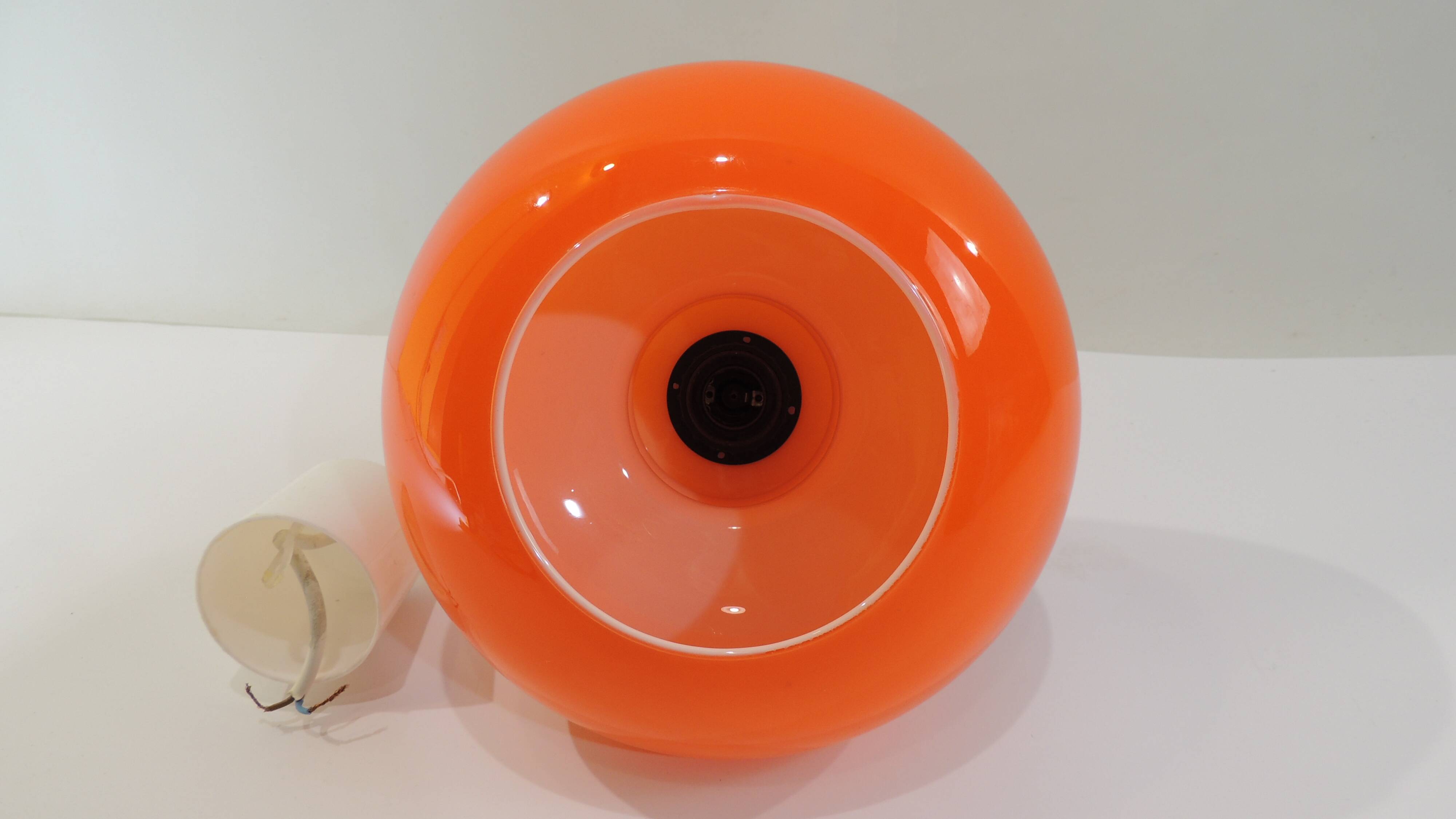 Vintage pendant light in Orange opaline/space era/vintage