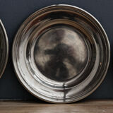 Series of 3 plates in silver metal, Ravinet punch