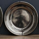 Series of 3 plates in silver metal, Ravinet punch
