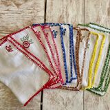 12 old hemp embroidered placemats - 39x27 cm