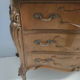 Vintage Baroque Solid Walnut Dresser with Inlaid Designs, Italy