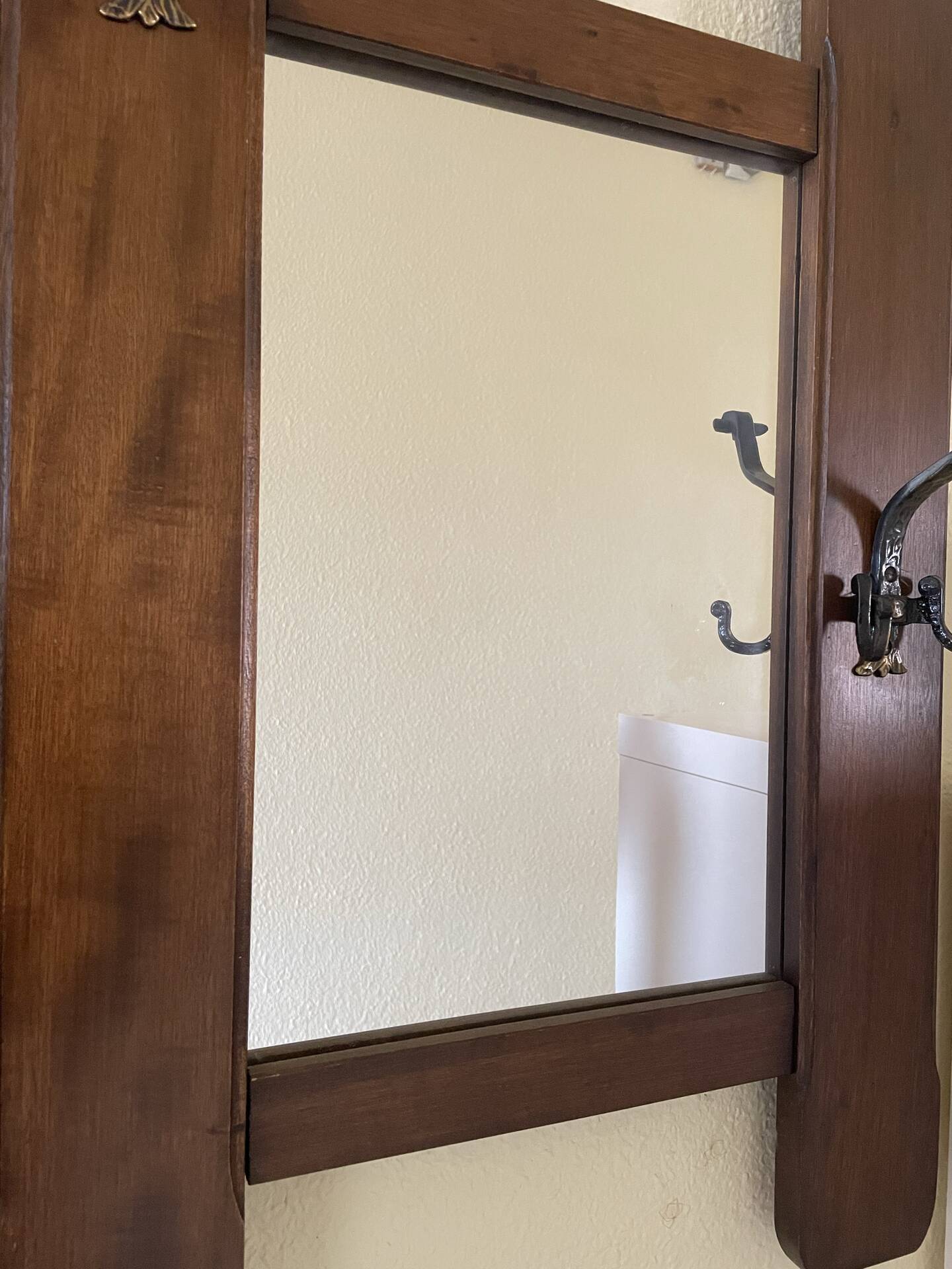 Vintage Wooden Wall Coat Rack with Mirror