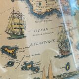 Carte marine océan atlantique vintage, encadrée