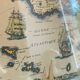 Vintage Atlantic Ocean Marine Map Gold Leaf Frame