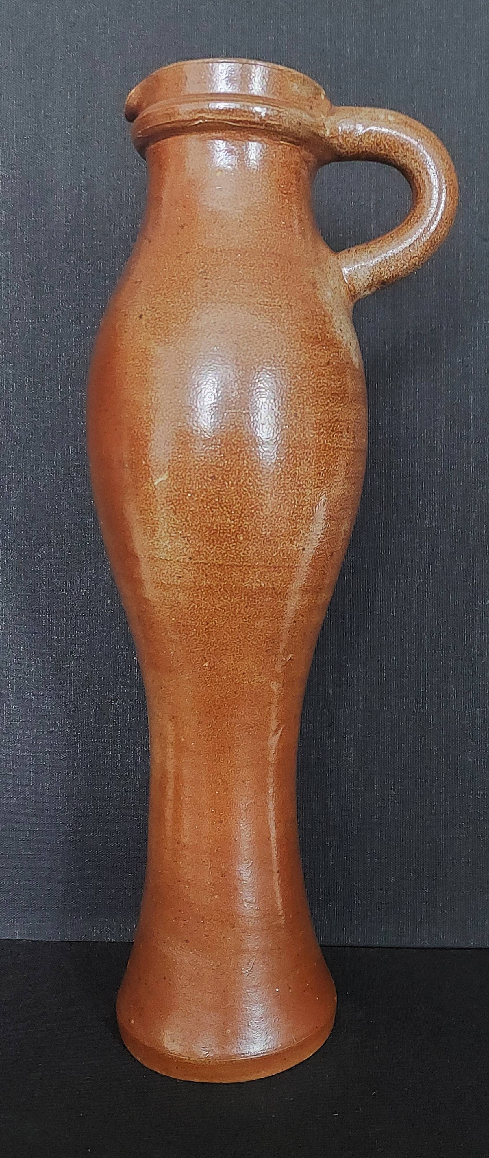 Vintage stoneware jug vase 42 cm ceramic 20th century