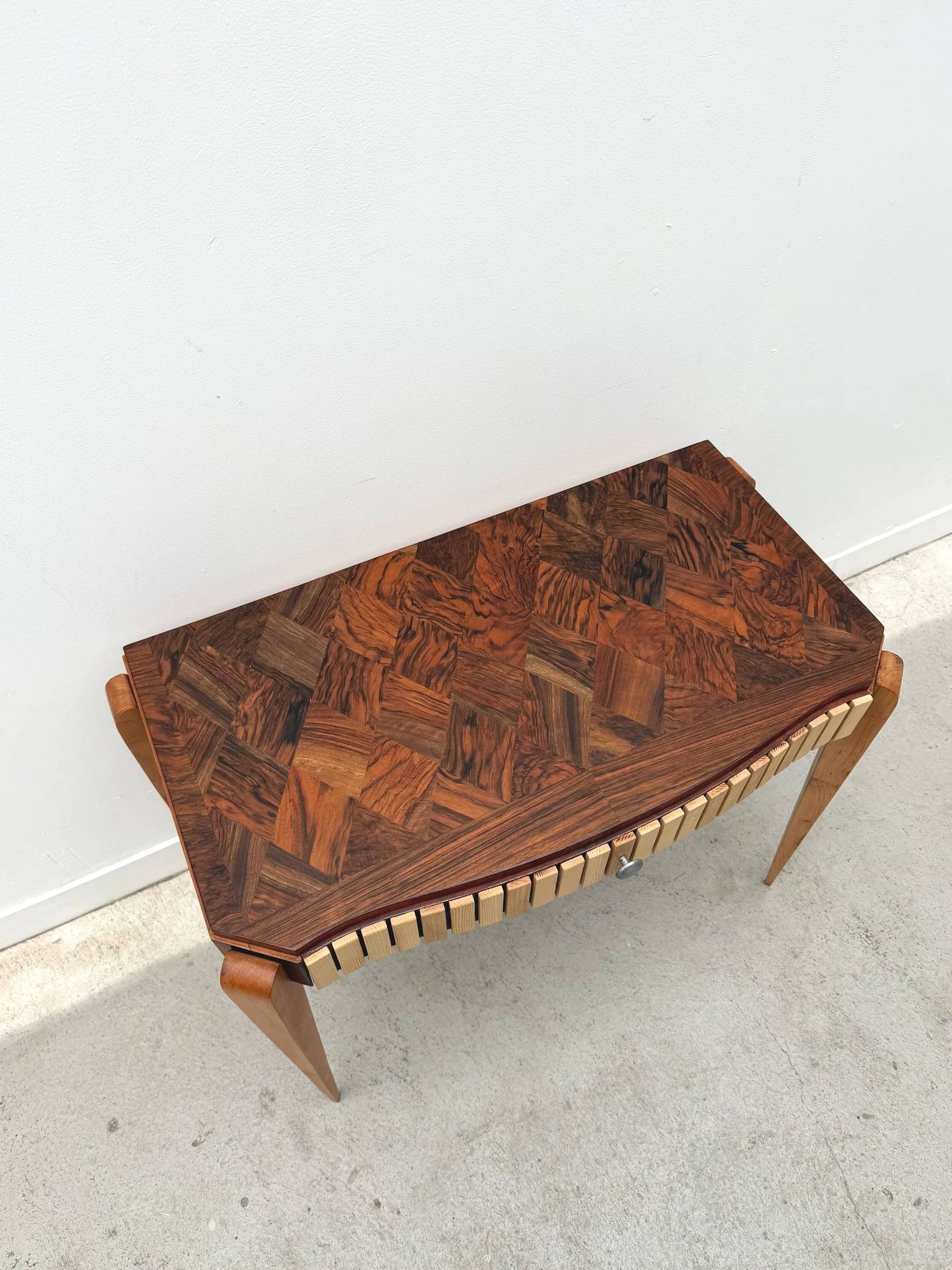Art Deco console in different types of wood, France 1940