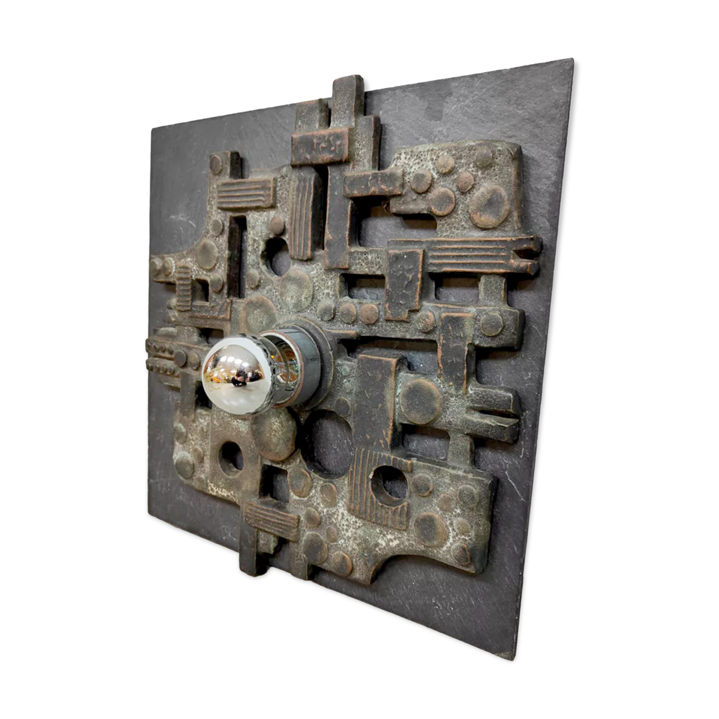 Vintage brutalist ceramic wall sconce lamp Brakelman & Becker 'Sculpture'