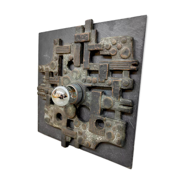 Vintage brutalist ceramic wall sconce lamp Brakelman & Becker 'Sculpture'