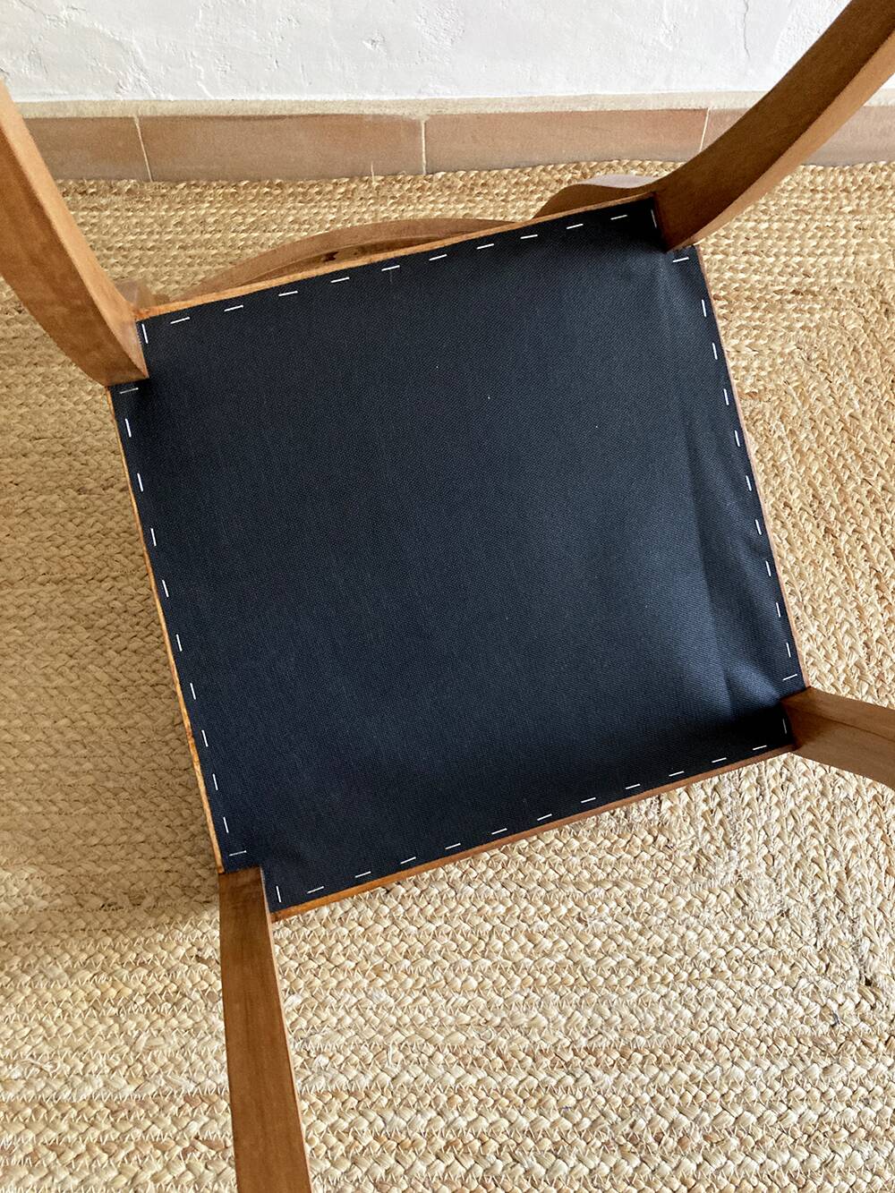 Beech wood chairs, sabre legs and upholstered seat, 1960s-1970s