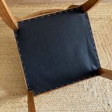 Beech wood chairs, sabre legs and upholstered seat, 1960s-1970s