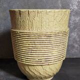 French Art-Deco ceramic vase cracked vanilla