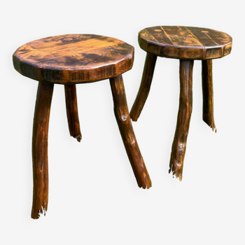 Pair of vintage brutalist stools 1970