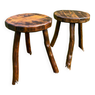 Pair of vintage brutalist stools 1970