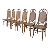 Set of 6 Mid-century Bentwood Cane Dining Chair, Thonet Style, 1970s Yugosl