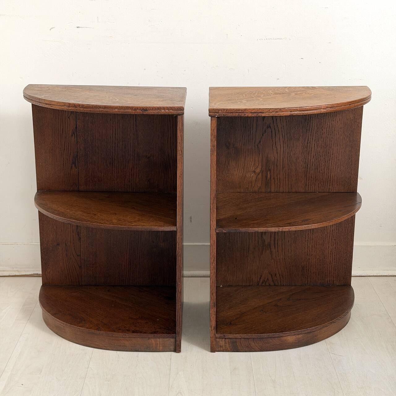 Pair of vintage 1950s corner side tables.