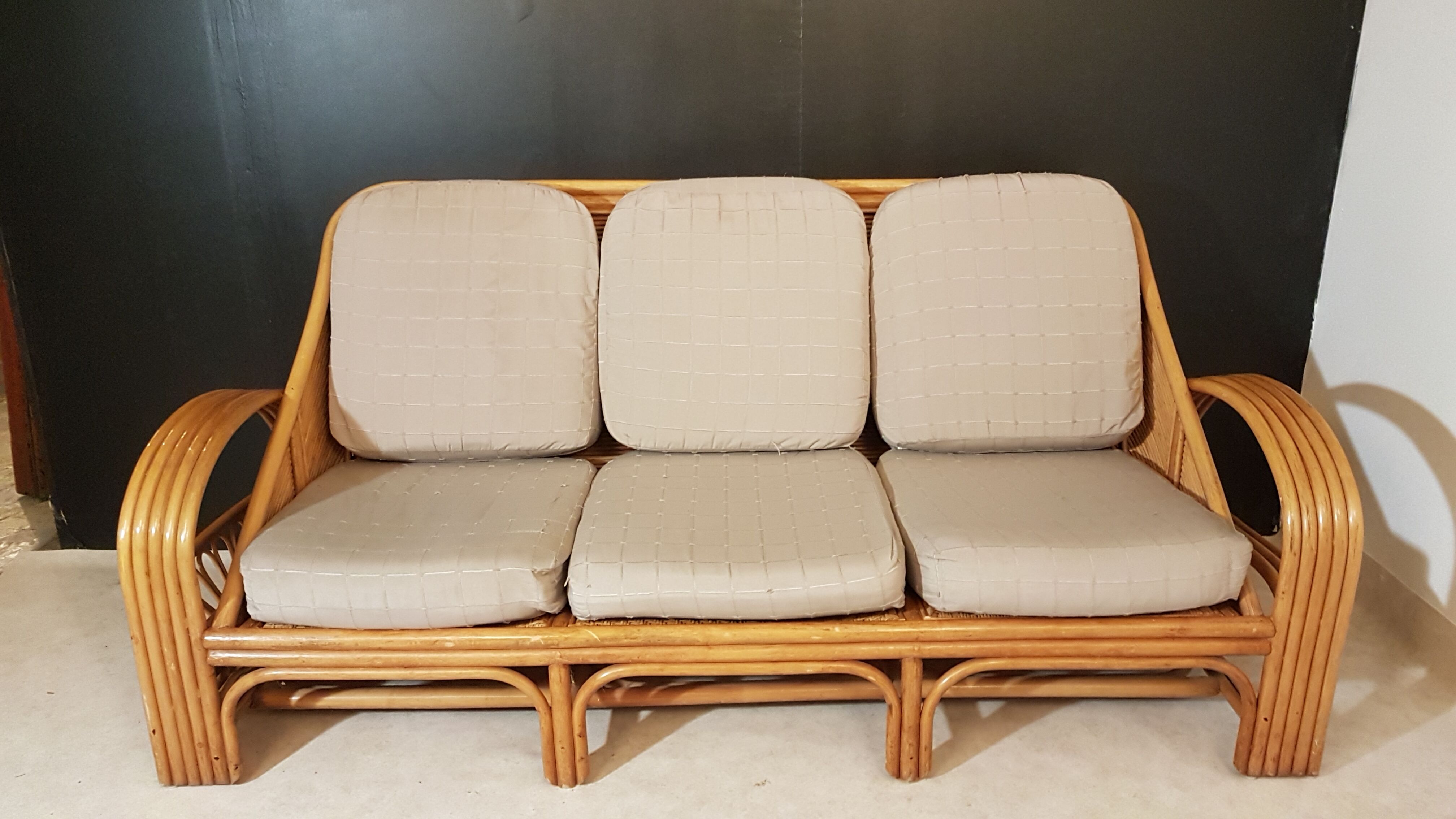 Bamboo and rattan vintage sofa