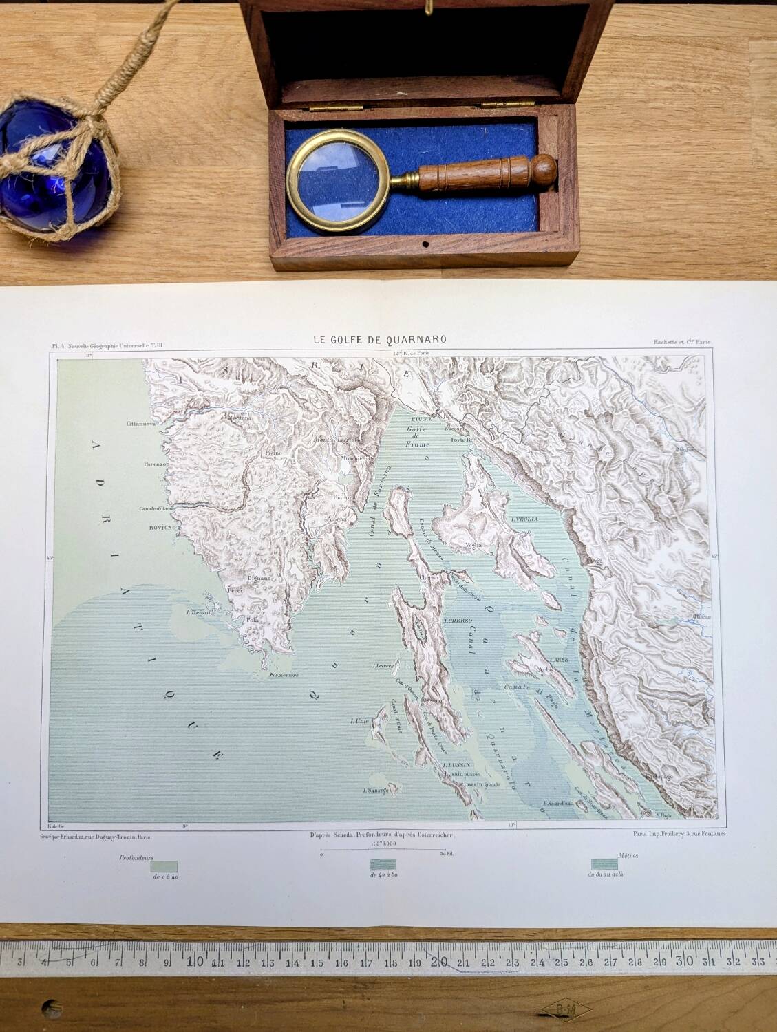 Kvarner Bay, Croatia. Original map printed in 1878.