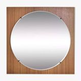 Round mirror from the 60s - 70s on a square wooden frame
