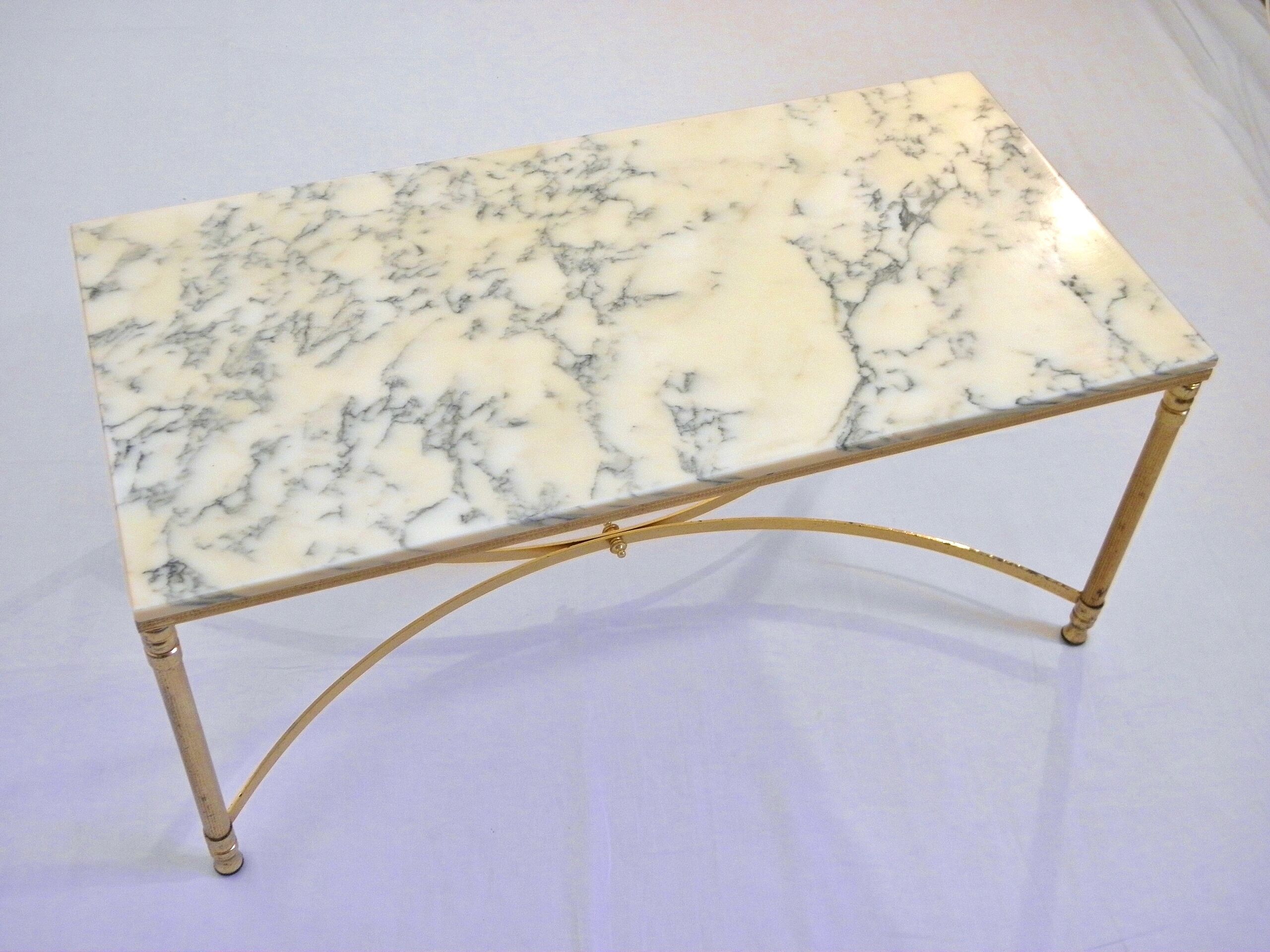 Coffee table marble and gilded metal