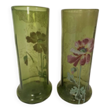 Pair of Legras vases in art nouveau enameled glass