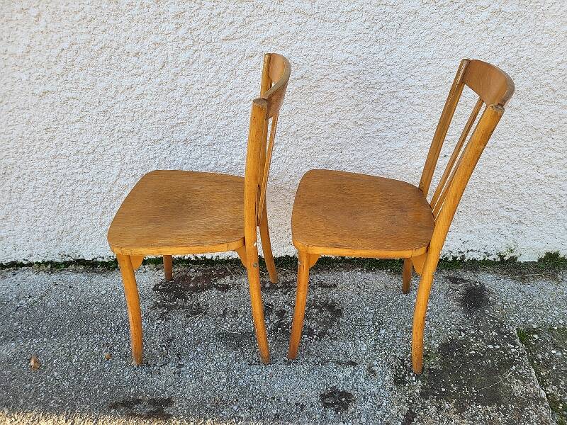 Pair of monobloc bistro chairs