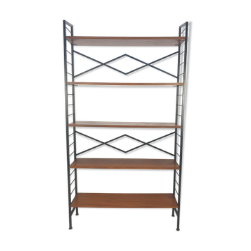 Italian free standing teak shelving unit, 1950