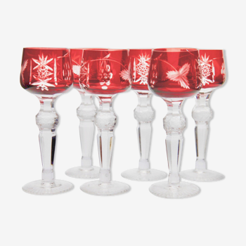 Set of 6 Lausitzer crystal stemmed glasses