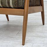 1970s, Danish armchair, beech wood, furniture wool fabric.