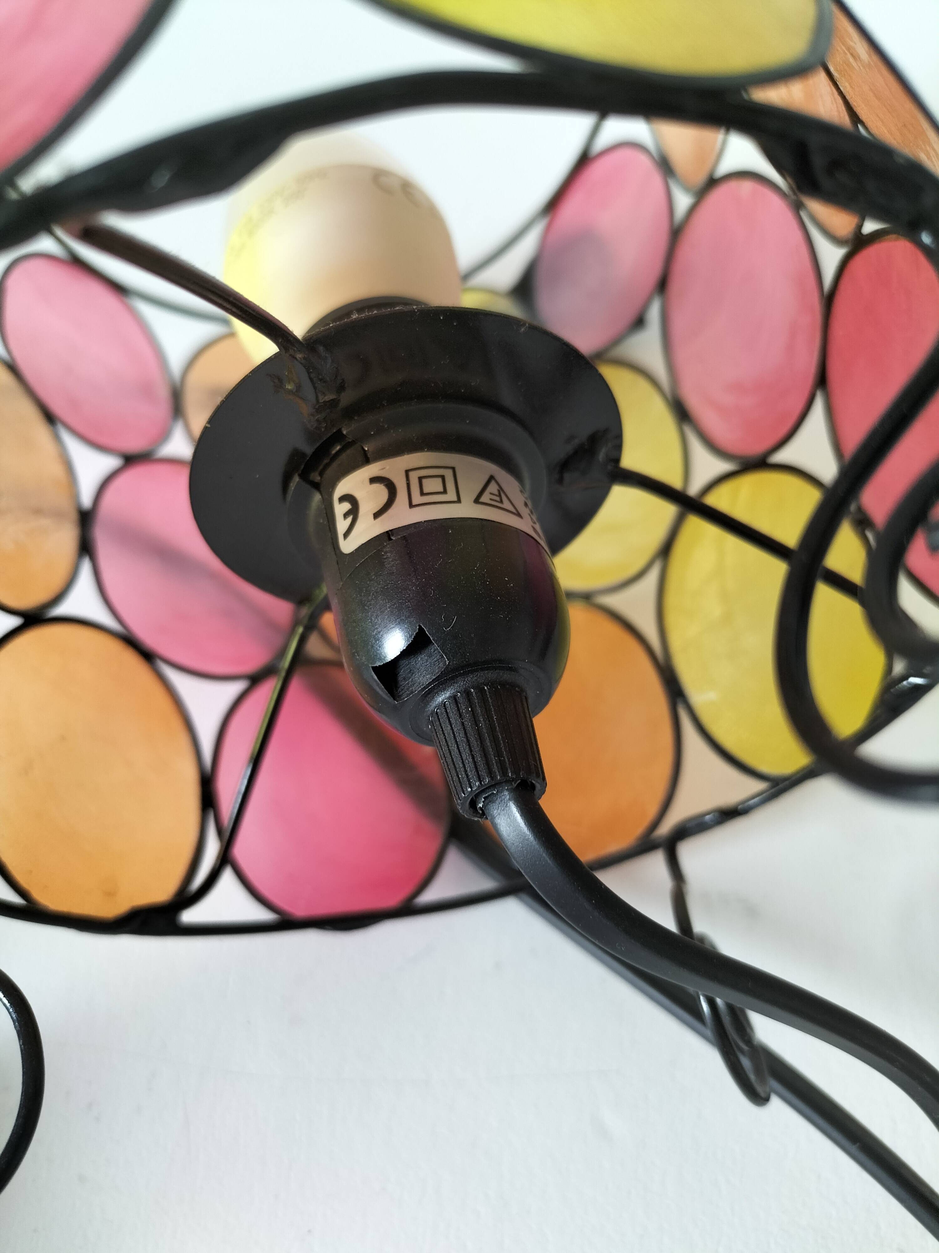 Bohemian mood lamp in Capiz shell and metal - Asian crafts