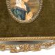 Miniature vierge en priere 1900 velours rose dore peinte a la main