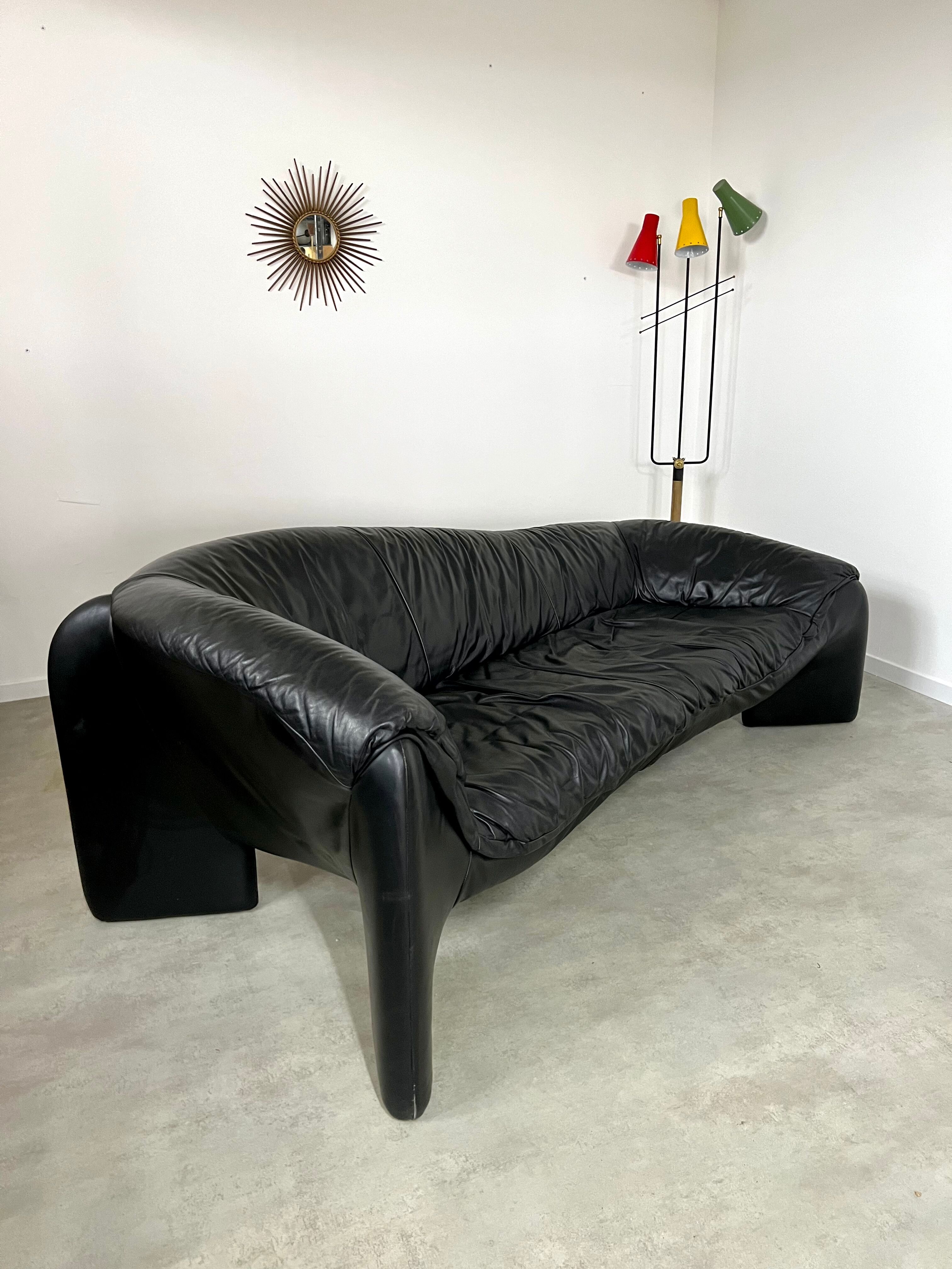 Old leather sofa design Strassle Collection of the 80