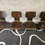 Set of 4 stacking chairs, 1970