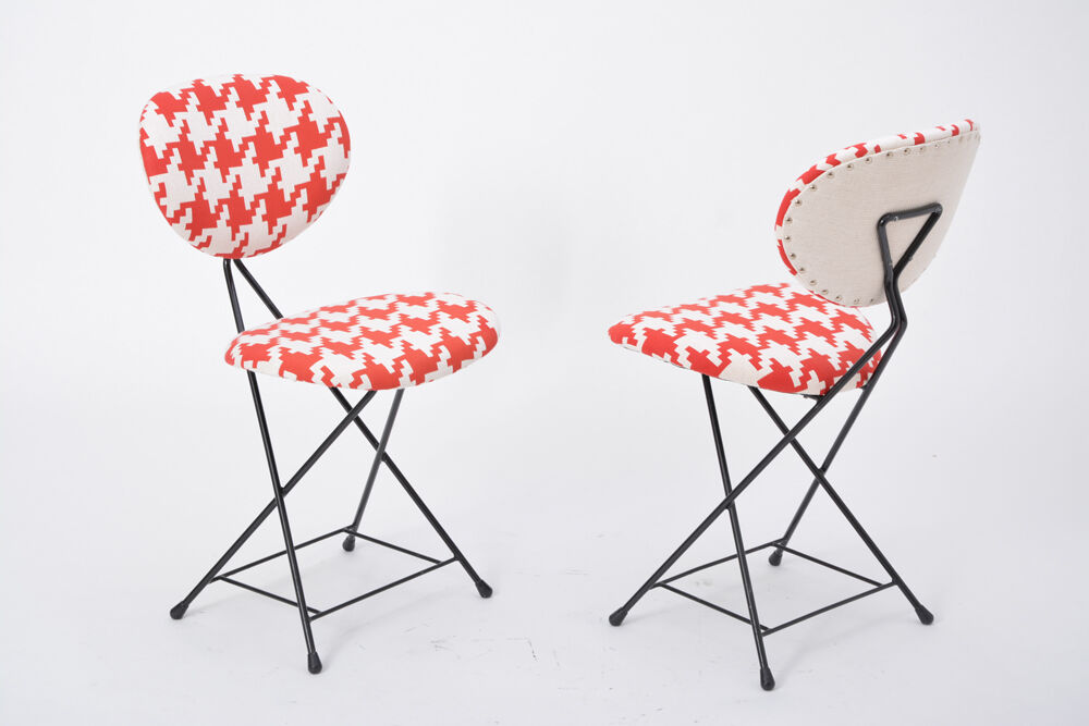 Paire de chaises F & T modernes hollandaises retapissées du milieu du siècle par Rob Parry