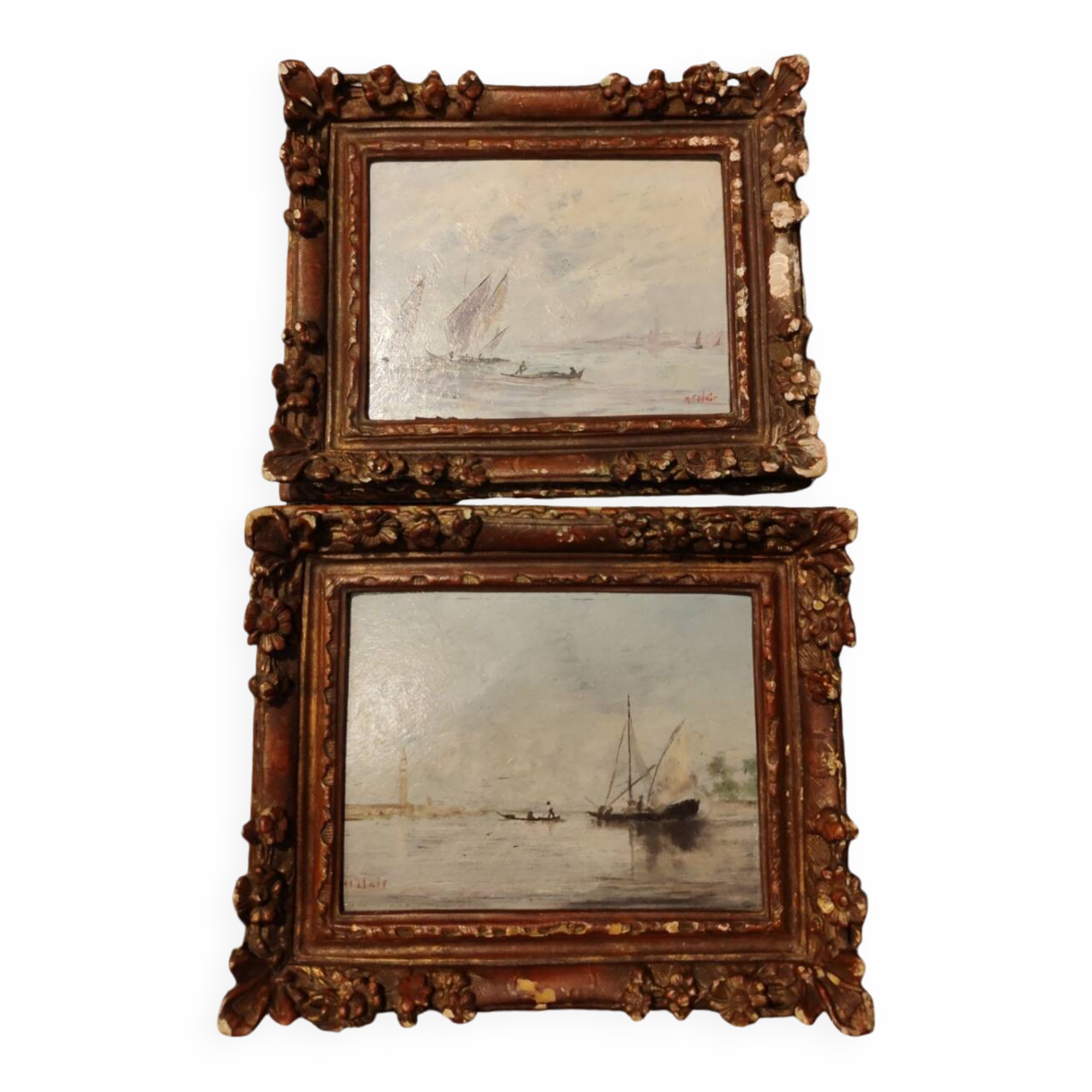 Pair of oils on panels by Henri Saint Clair, circa 1930.