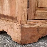 Parisian wardrobe in raw wood with engraved glass from 1920.