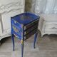Table de chevet relookée classique – meuble décoratif bleu et doré