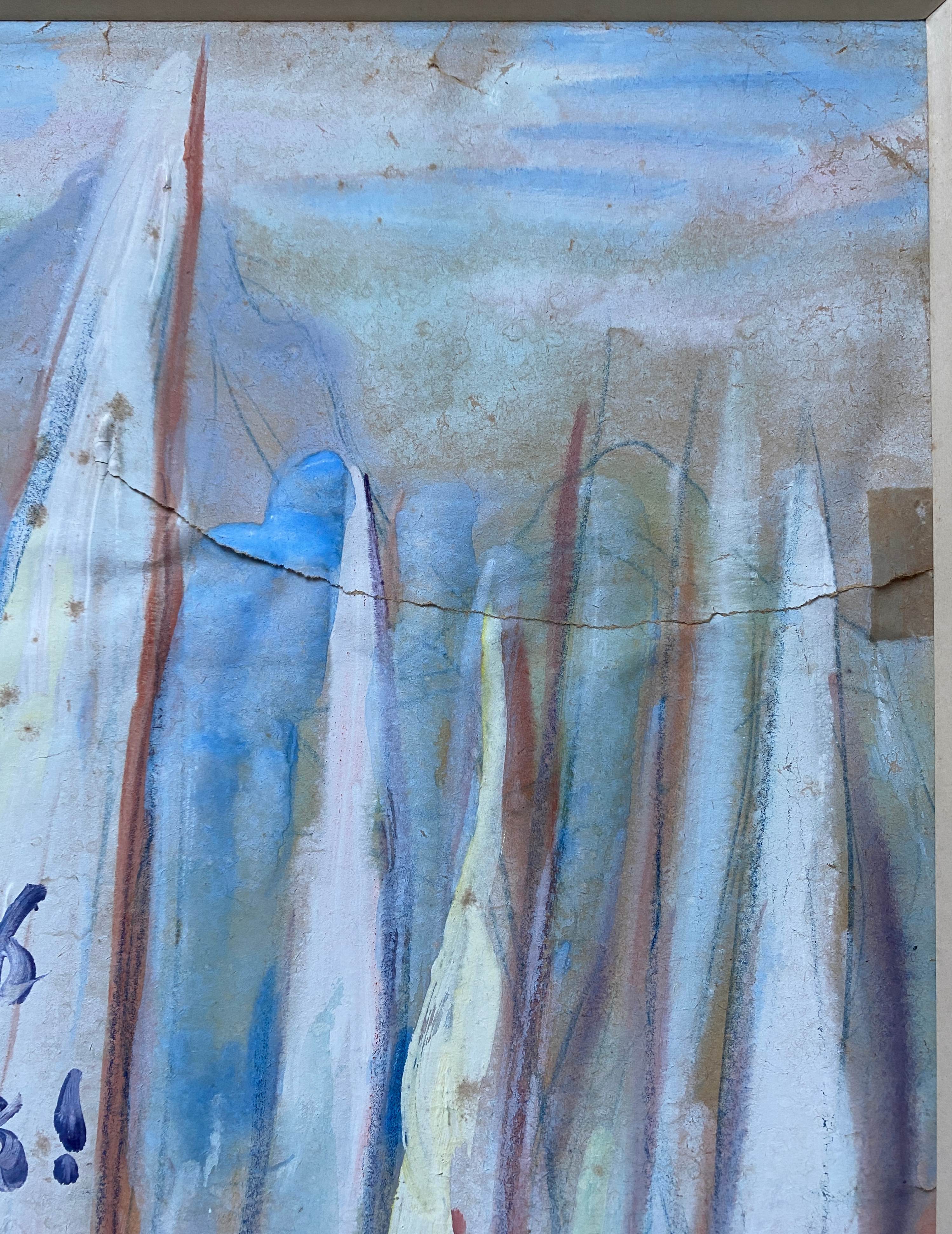 Large painting Gouache by Paul PAQUEREAU (1871-1950) "The Regattas"