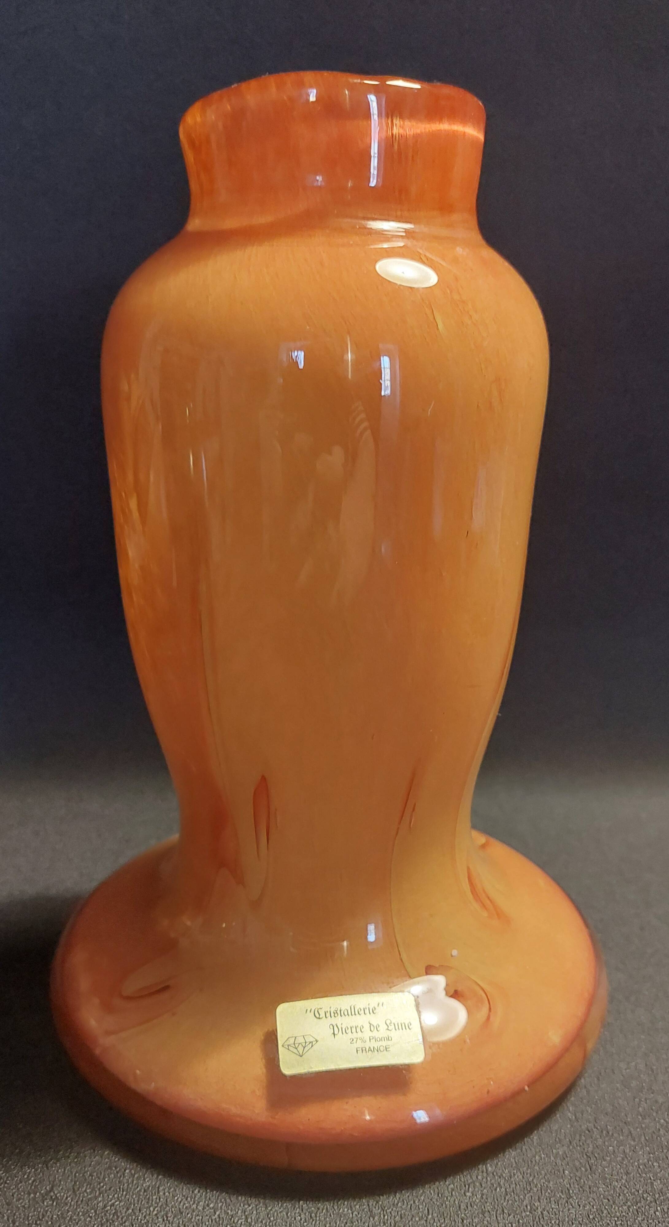 Vintage blown glass vase from Pierre de Lune crystal factory.
